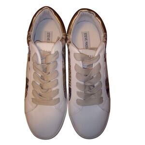 Steve Madden Womens Rezume Distressed Fashion Sneakers Gold Snake Size 8 M NEW